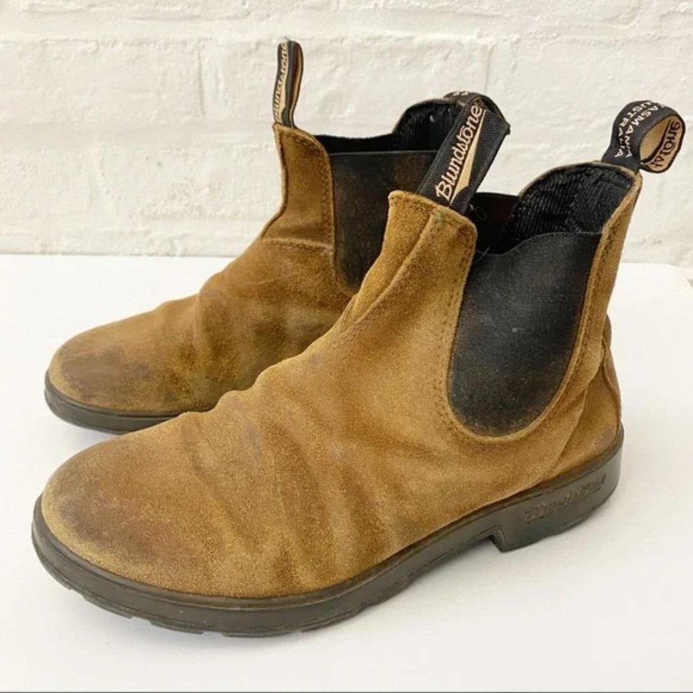 Blundstone || Pull On Chelsea Boots Suede Brown Tan AU 6 US M 7 W 9